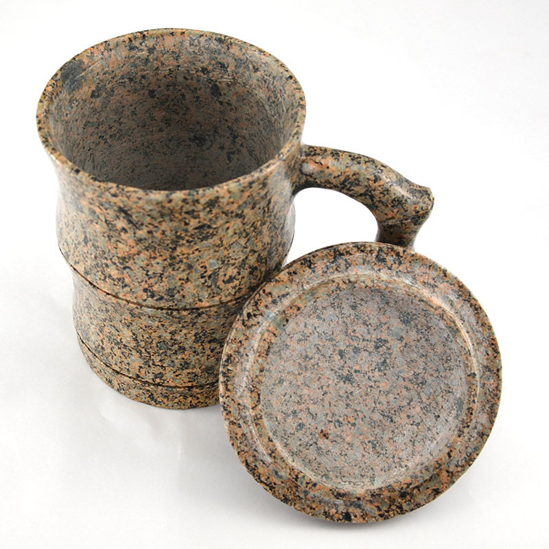 麦饭石内蒙古天然中华水杯一体竹节杯子净水保健马克杯