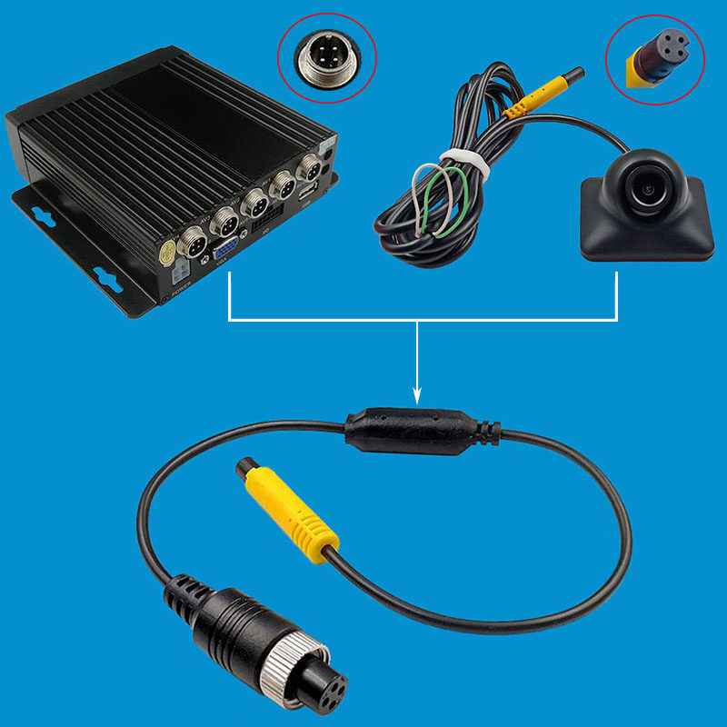 宝马ahd流媒体摄像头马头转航空头转接接线4针车载摄像头