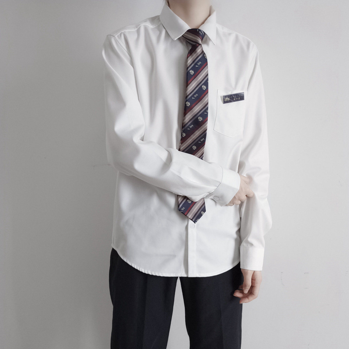 刺篇日系dk制服男款基础加绒加厚纯色休闲衬衫