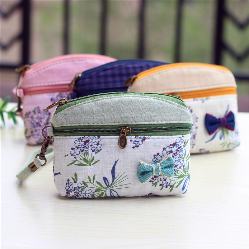 小清新迷你零钱包布艺小钱包女短款可爱学生硬币包帆布拉链零钱袋