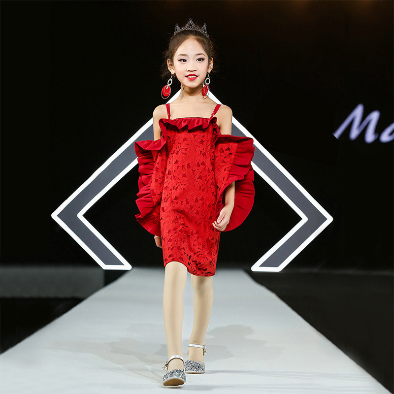 儿童礼服模特走秀国潮2020女童元旦晚礼服女孩儿童礼服
