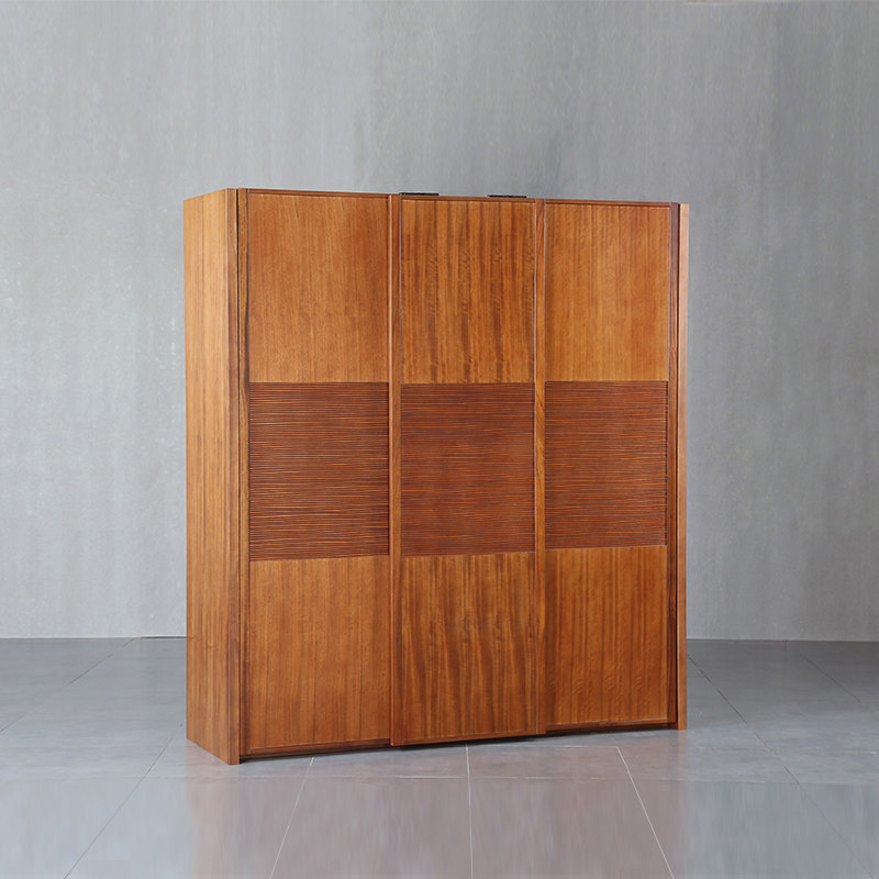 荣麟槟榔新中式家具现代简约核桃木推拉滑移门卧室大衣柜