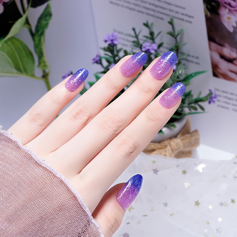 彩色温变指甲油网红爆款免烤封层2021流行渐变指甲彩妆