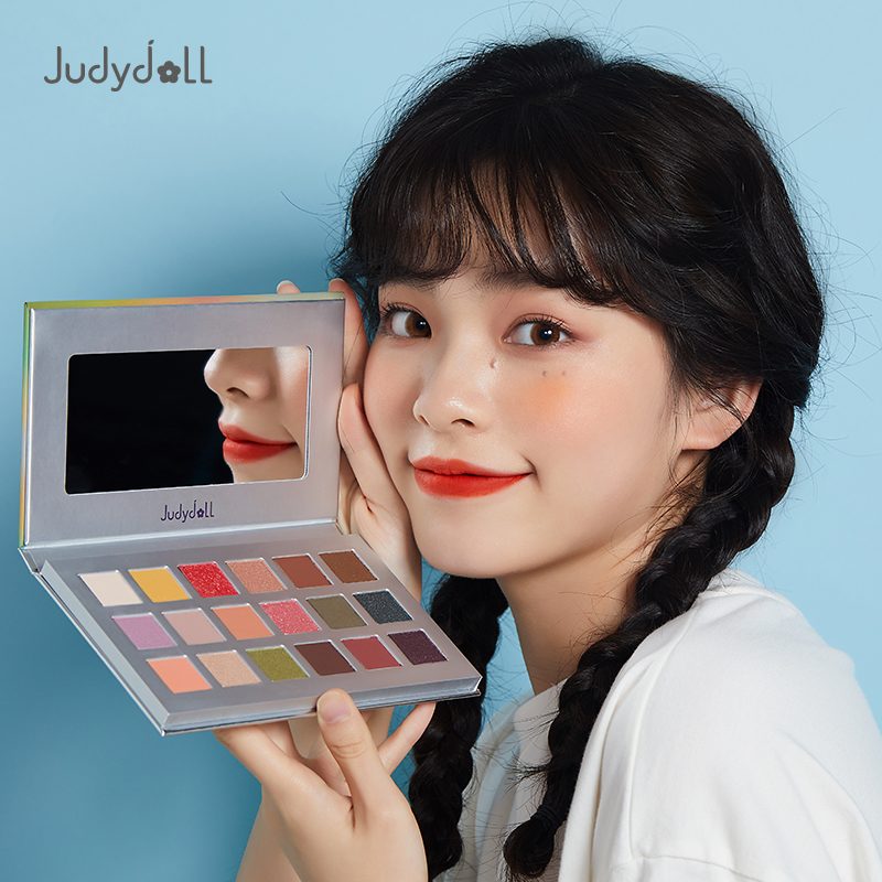 橘朵玩色炫彩十八色眼影彩虹盘橘粉紫色绿豆沙夏秋季新品 judydoll