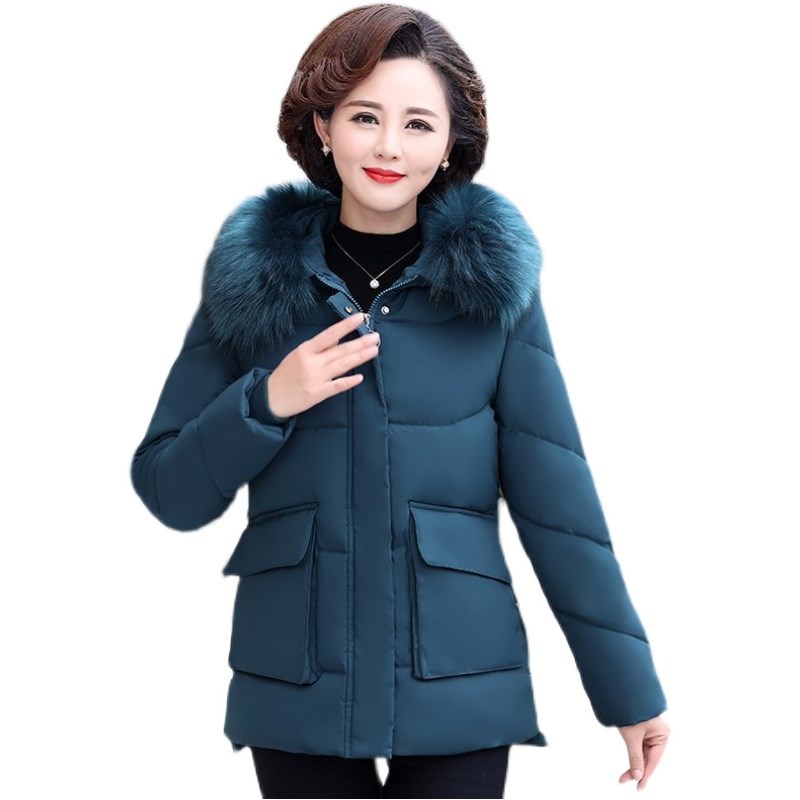 中年妈妈冬装洋气短款羽绒棉服中老年女冬季老人奶奶加厚棉衣外套