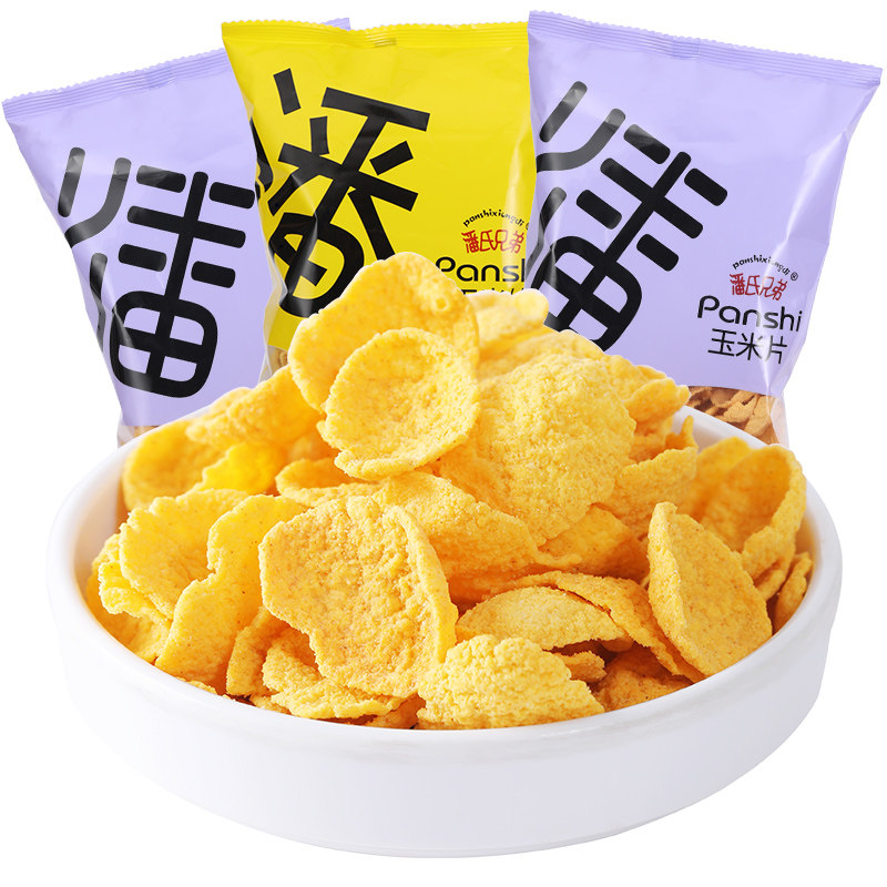 潘氏兄弟玉米片52g10包网红膨化薯片烧烤味好膨化食品