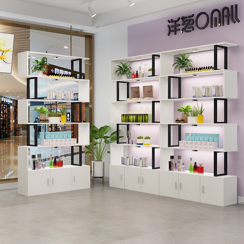 产品化妆品展示柜美容院理发店货架超市货架鞋柜陈列柜样品置物架