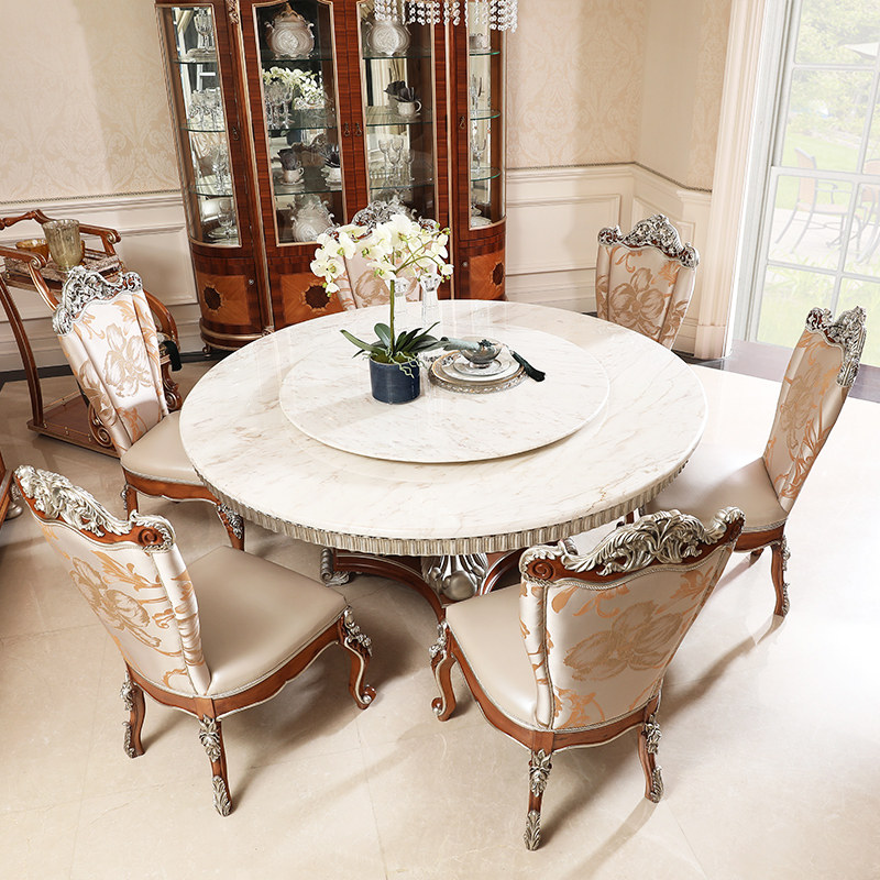 餐台拉菲德堡古典奢华宫廷餐桌餐椅手工实木雕刻大理石餐桌