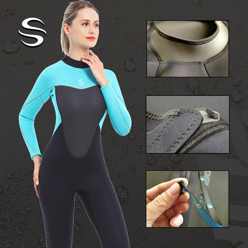 新款高端原料cr压纹潜水服3mm2mm连体冲浪潜水服