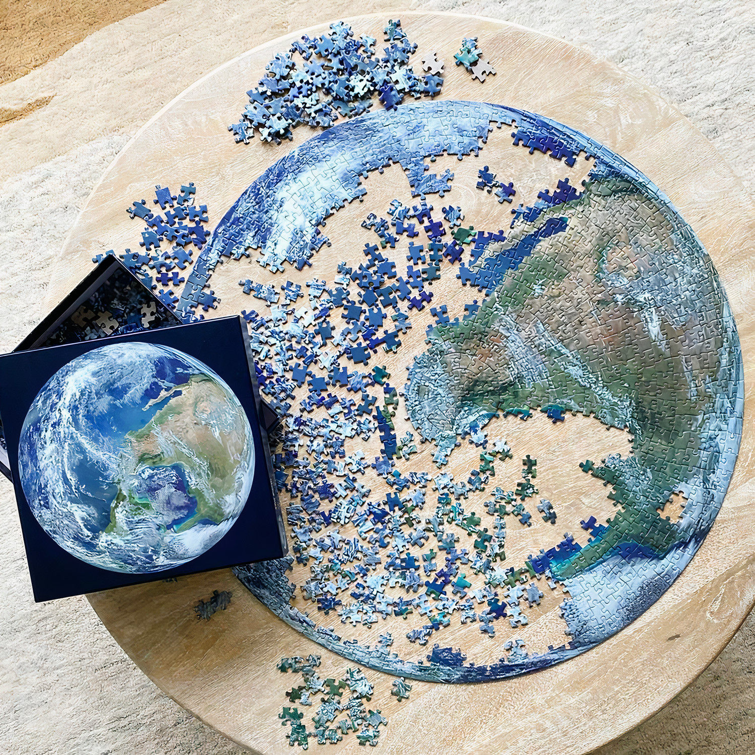 nasa地球fourpointpuzzle加拿大进口圆形拼图1000片现货