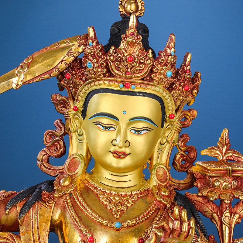 菩萨文殊利普文殊师15寸摆件佛堂密宗藏传金藏传摆件