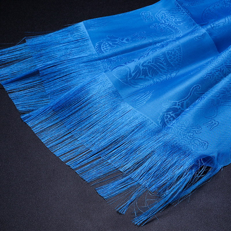 哈达藏族饰品龙凤围巾提花佛教车饰蓝色藏族哈达