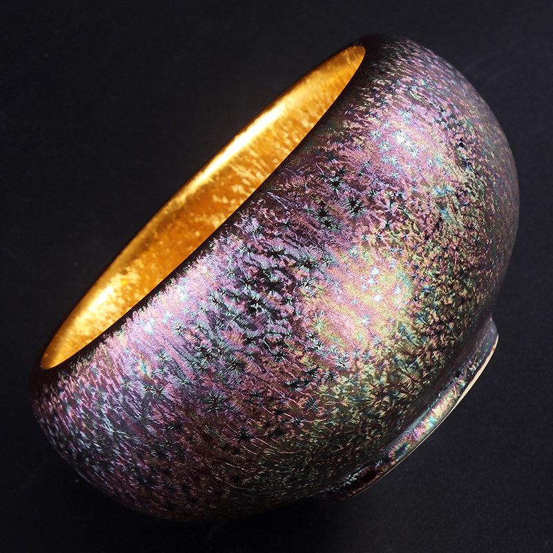 匠仙鎏金七彩茶杯陶瓷家用纯手工个人杯天目釉茶盏主人杯单杯