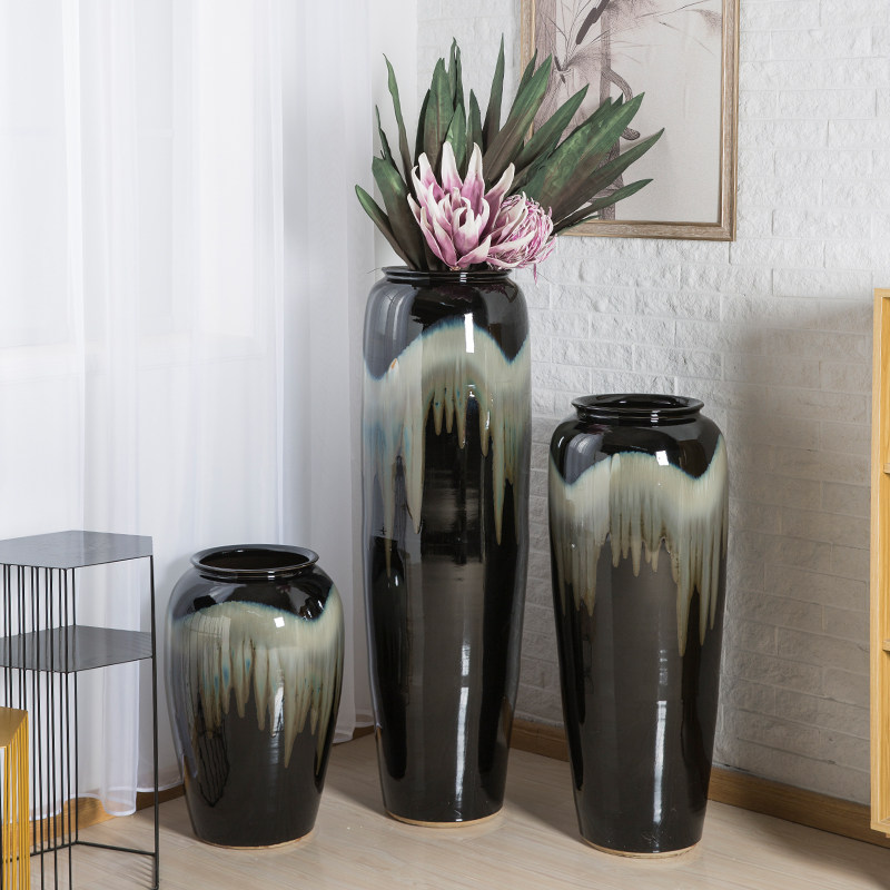 景德镇干花落地大花瓶陶瓷客厅玄关欧式现代简约陶罐花瓶