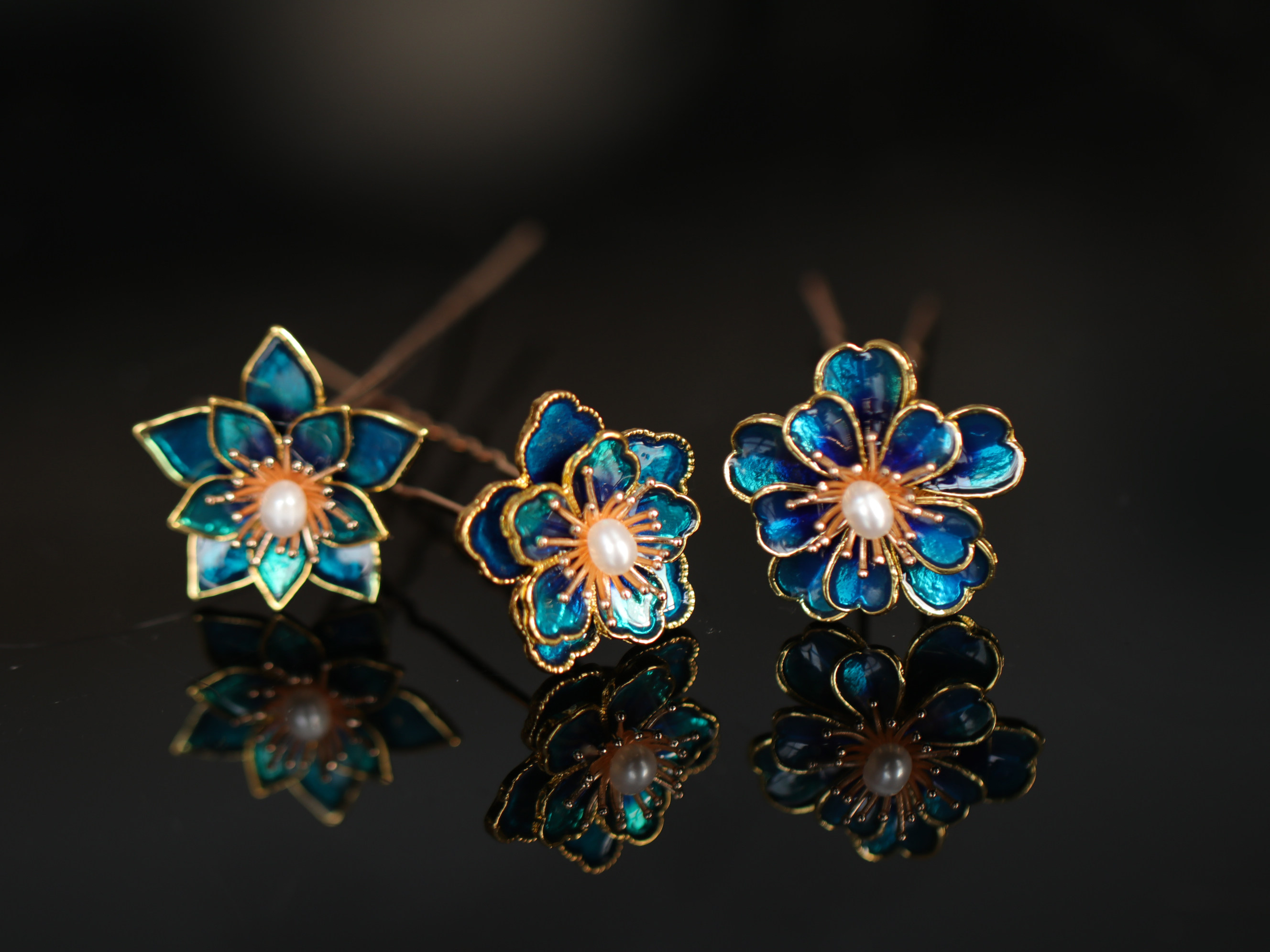 明制头饰烧蓝小花基础汉服配饰简约发簪日常发饰