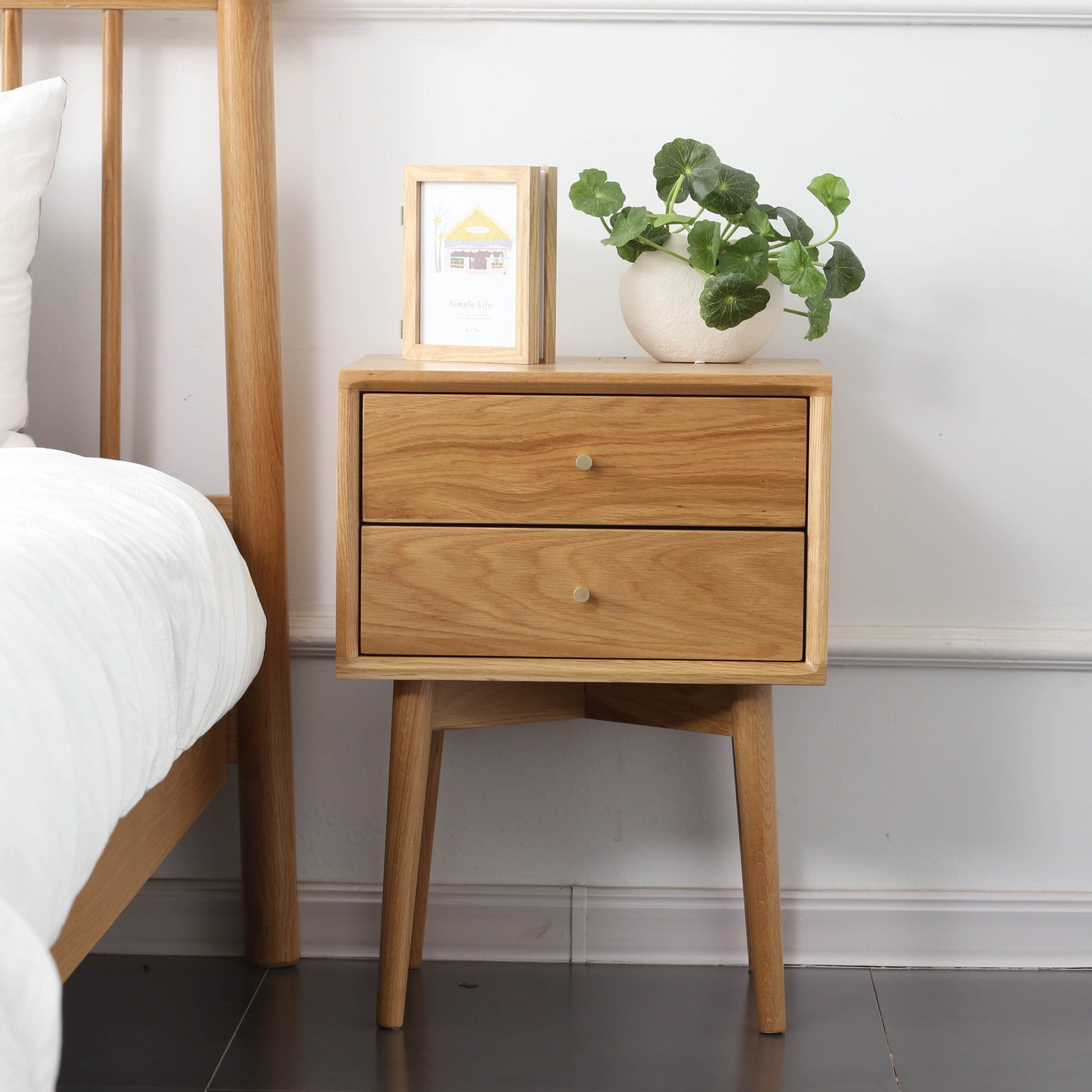 实木床头柜北欧现代简约收纳日式储物柜小户户型多功能床头柜