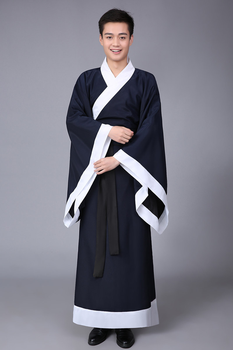 新款古装汉服直裾深衣侠客服装书生才子古代民族服装