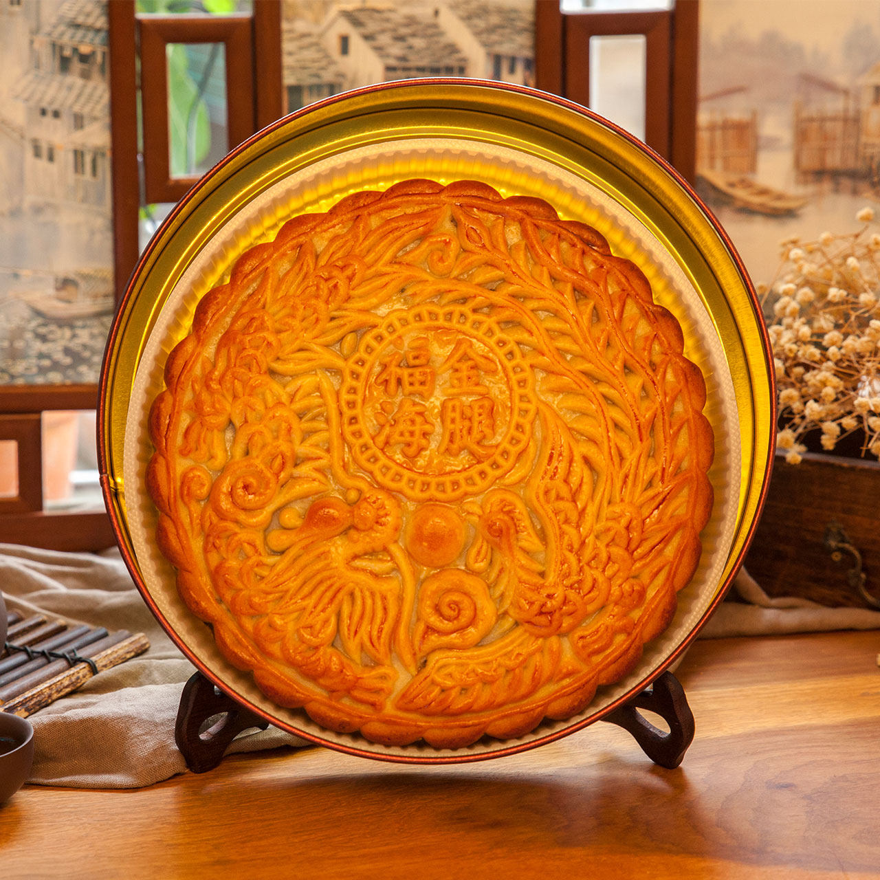 月饼吴川福海伍仁金腿2斤五仁礼盒广式大月月饼