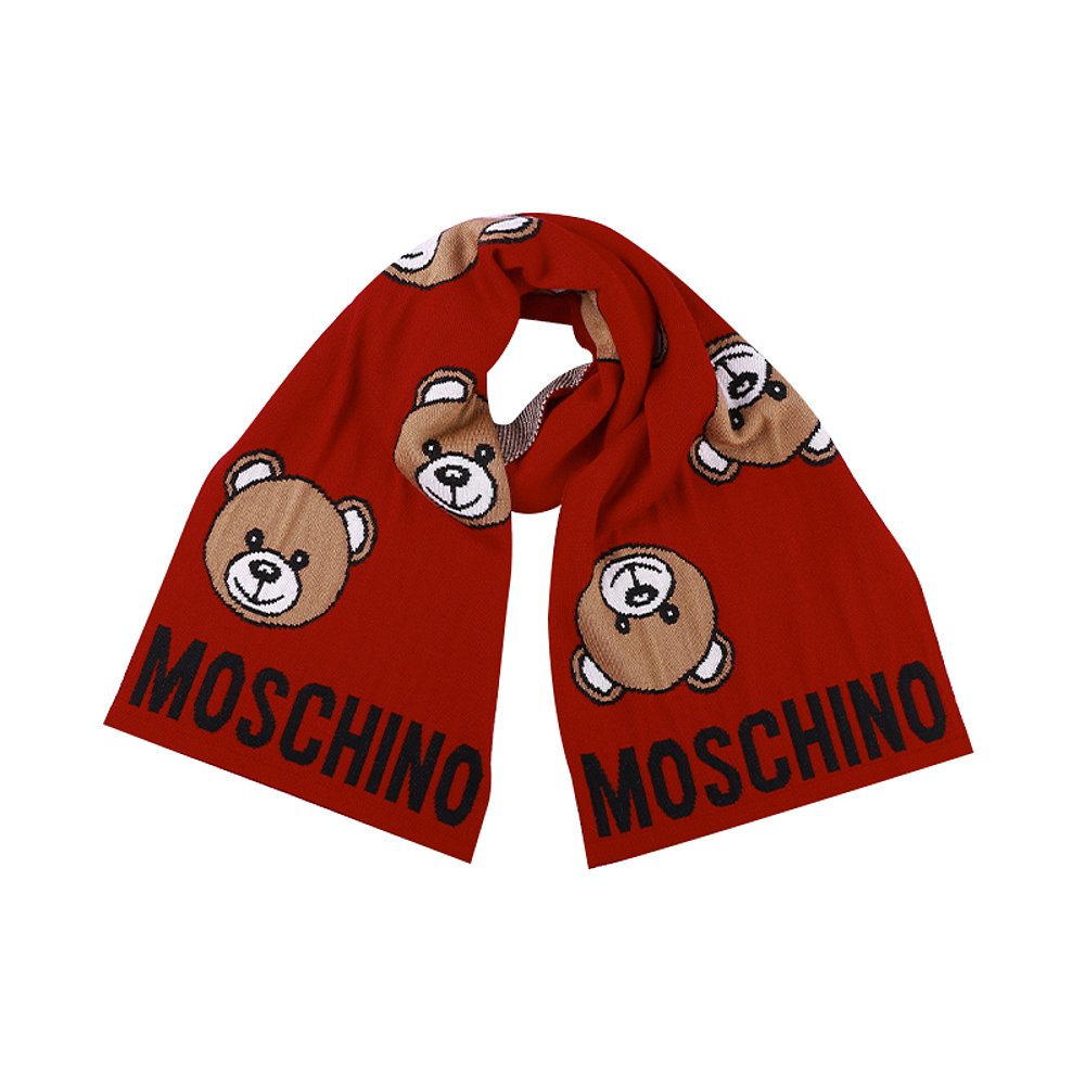 香港直发moschino莫斯奇诺经典字母刺绣logo小熊围巾30571m2164