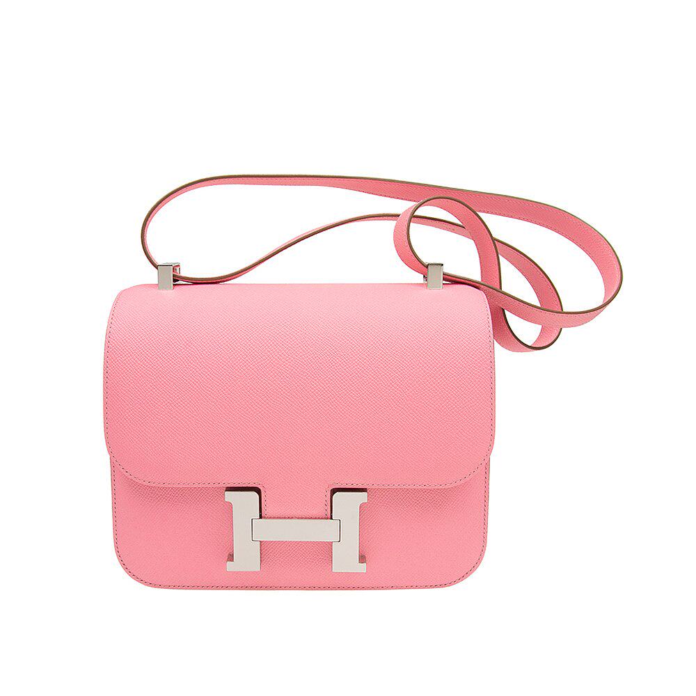 香港直发hermes爱马仕女士单肩包深粉色皮质质感通用款女包