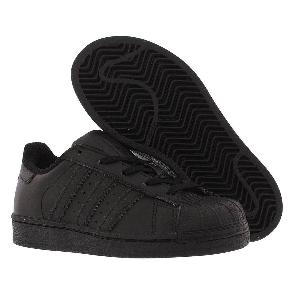 美国直邮adidas阿迪达斯儿童黑色皮质平底贝壳鞋休闲板鞋d70185