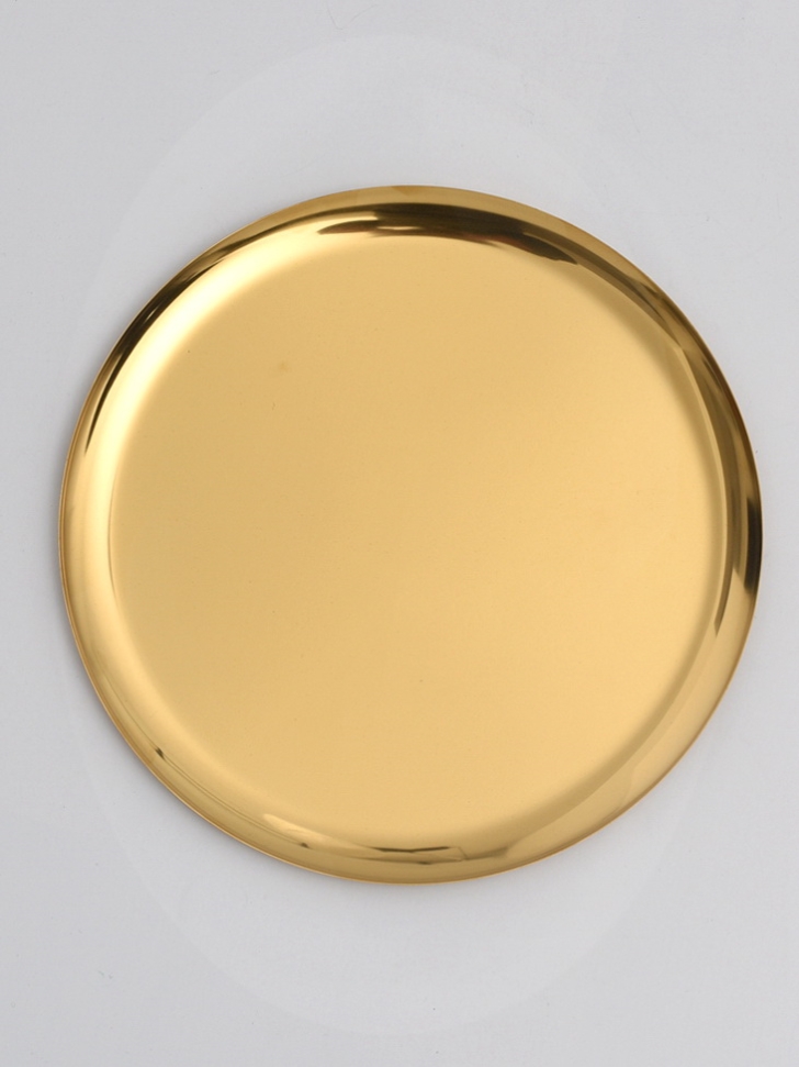 小西家北欧欧风ins金色不锈钢大圆圆盘金属托盘盘