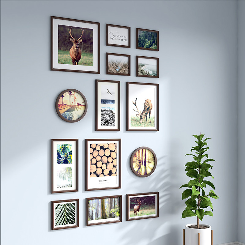 照片走廊玄关竖版竖挂相框挂墙组合创意卡纸照片墙