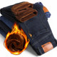 Autumn and winter new elastic men's plus velvet thick black jeans men's loose straight and warm slim casual trousers Autumn and winter new elastic men's plus velvet thick black jeans men's loose straight and warm slim casual trousers