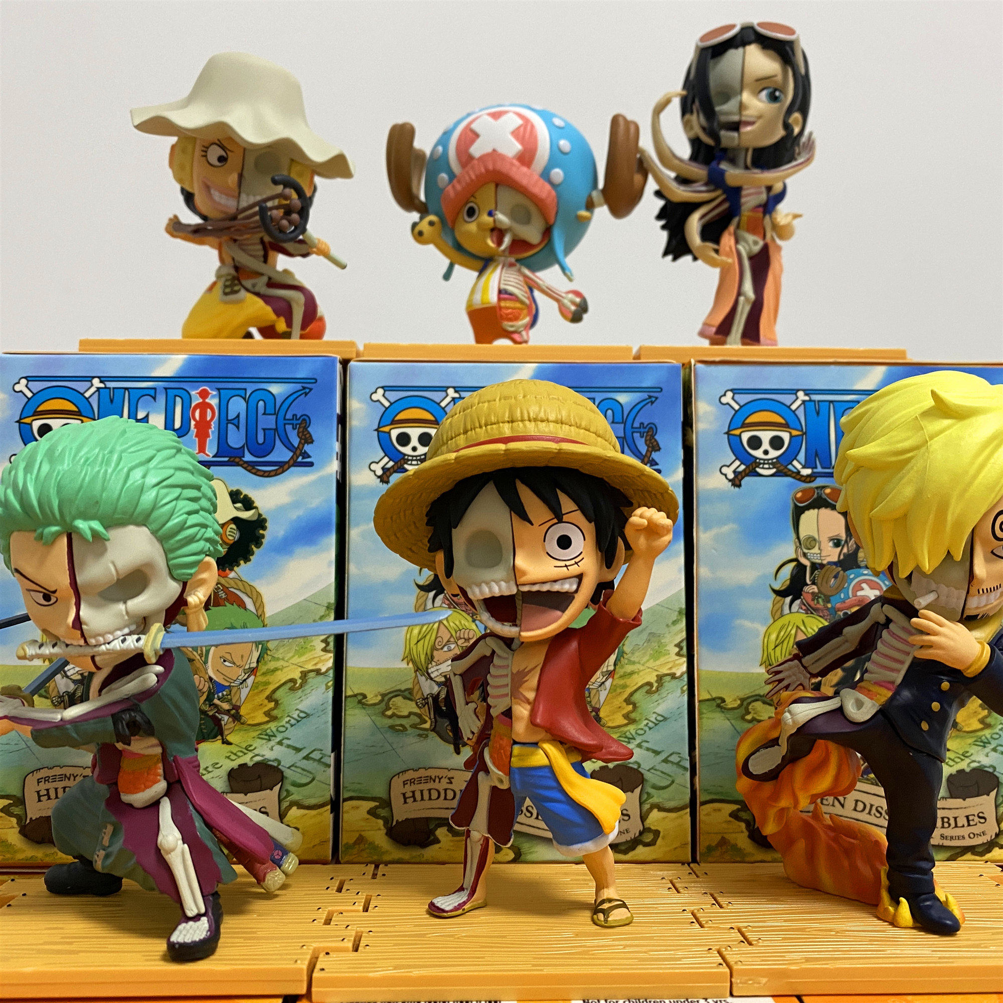 正版海贼王半解刨盲盒路飞索隆全套汽车车载手办手办