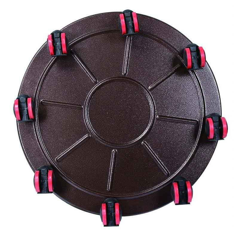 不生锈金属铁艺花盆底座托盘圆形带轮滚轮垫底花托