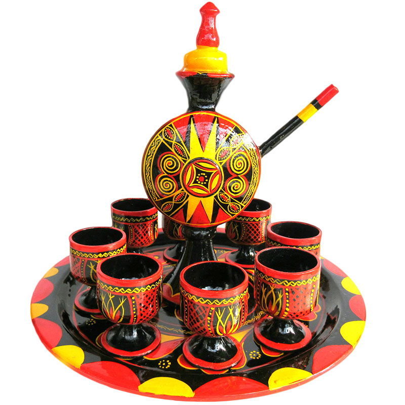 四川凉山西昌特产彝族民间漆器彩绘手工艺品酒壶彝族