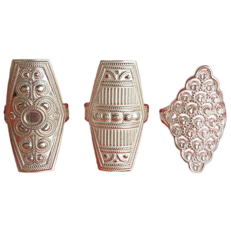 戒指彝族银饰包邮凉山民间手工艺品纯银镂空民族风戒指