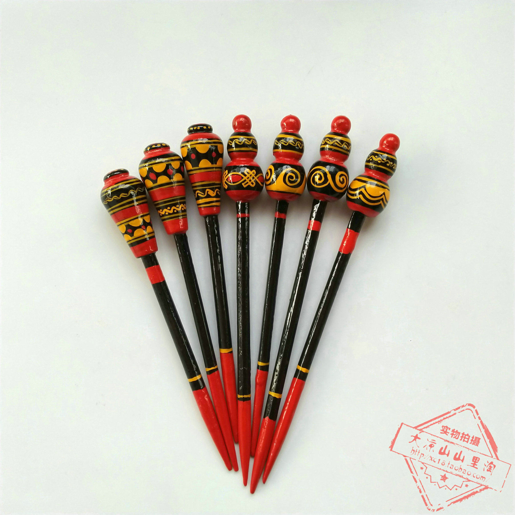 彝族漆器发簪包邮民间手绘工艺品女生头饰勺子发饰