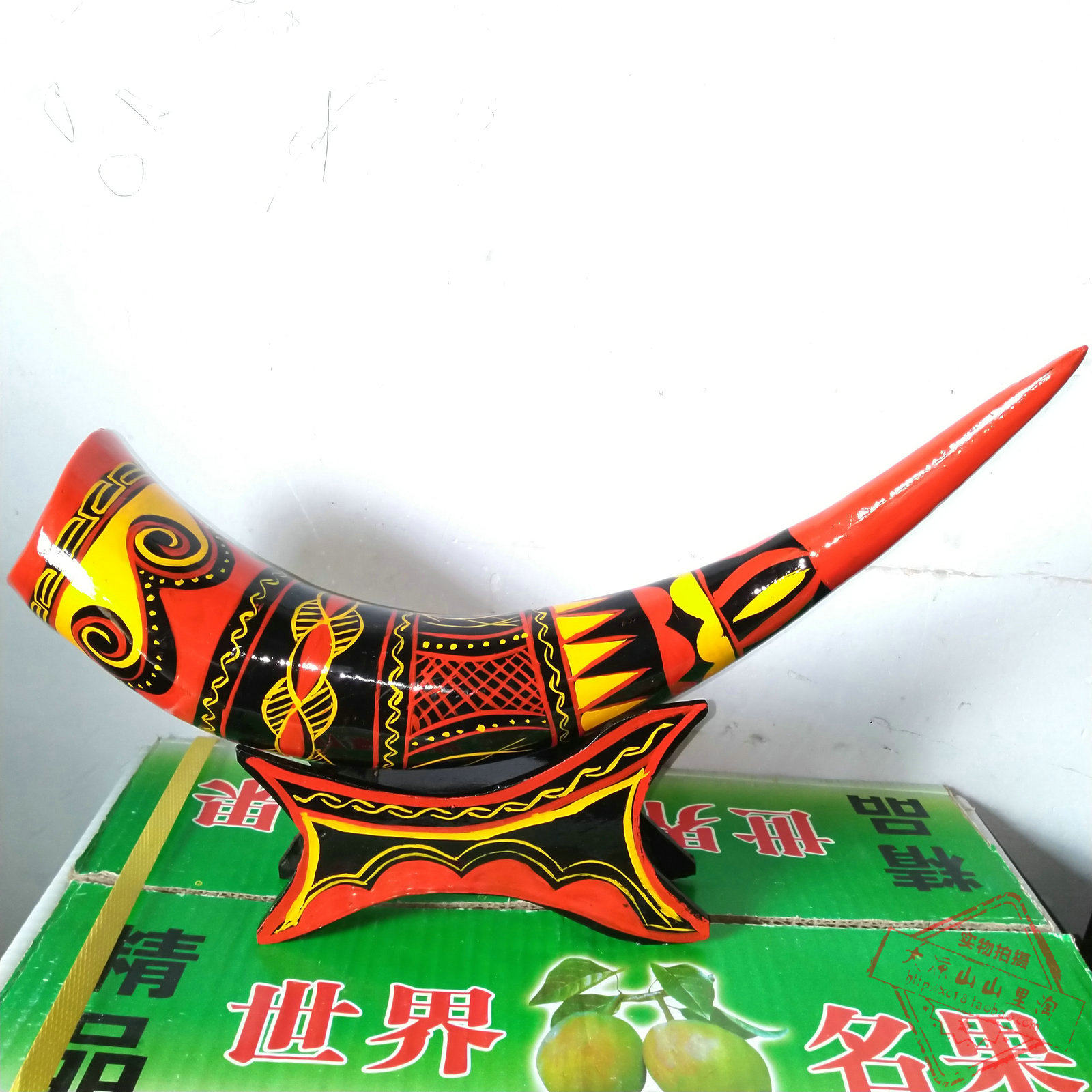 牛角四川川大凉山西昌彝族漆器手工艺品正宗彩绘漆器