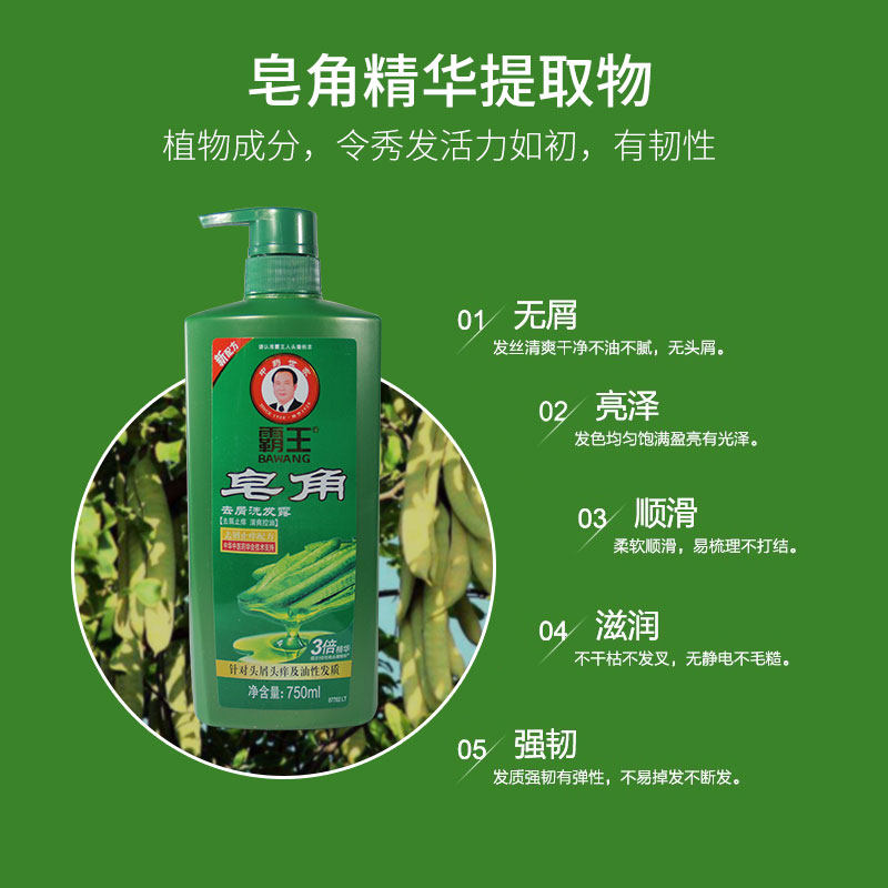 霸王皂角去屑植物洗发露女控油去屑止痒清洁头皮正品洗发水包邮