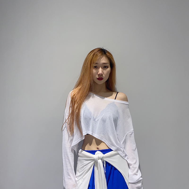 KIM MING原创金大铭同款透气 长袖T恤大领口爵士舞蹈服 上衣JAZZ