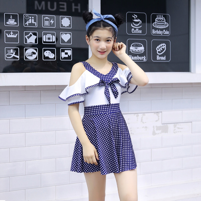 儿童女大童泳衣12-15岁女孩韩版胖女童泳衣80斤加肥150斤大码泳装