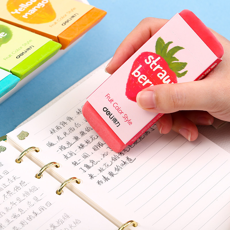 得力71050清新水果大块橡皮擦大橡皮擦小学生推荐擦的干净不易留痕