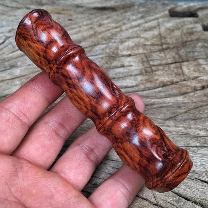 红莲海南黄花梨紫油梨老竹节手把件随木雕文玩摆件