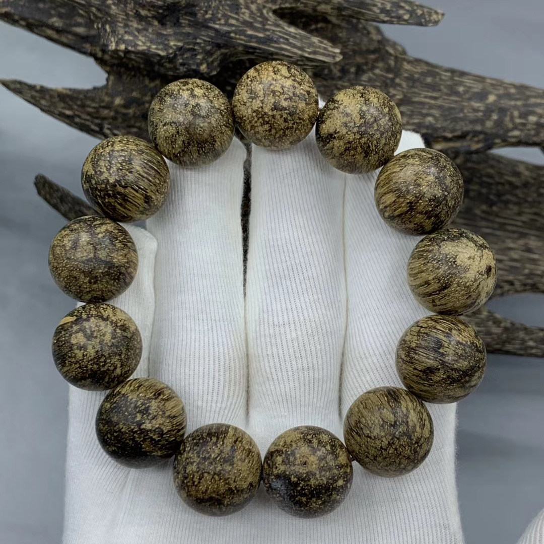 沉香越南芽庄野生绿棋老料18cm手串文玩佛珠手串