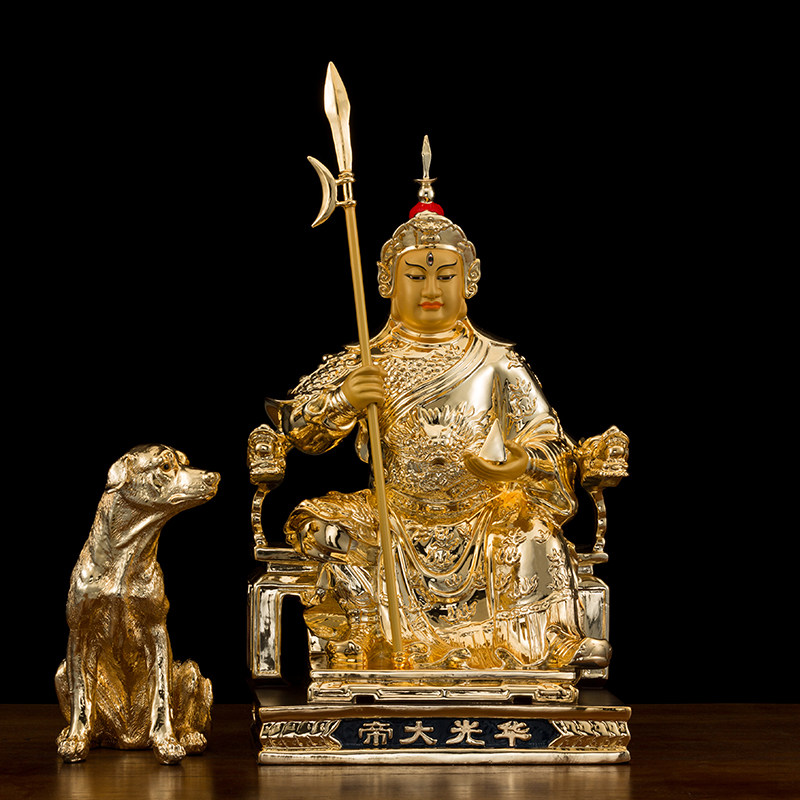 华光神像铜鎏金五显大帝灵官马元帅马王爷三眼摆件