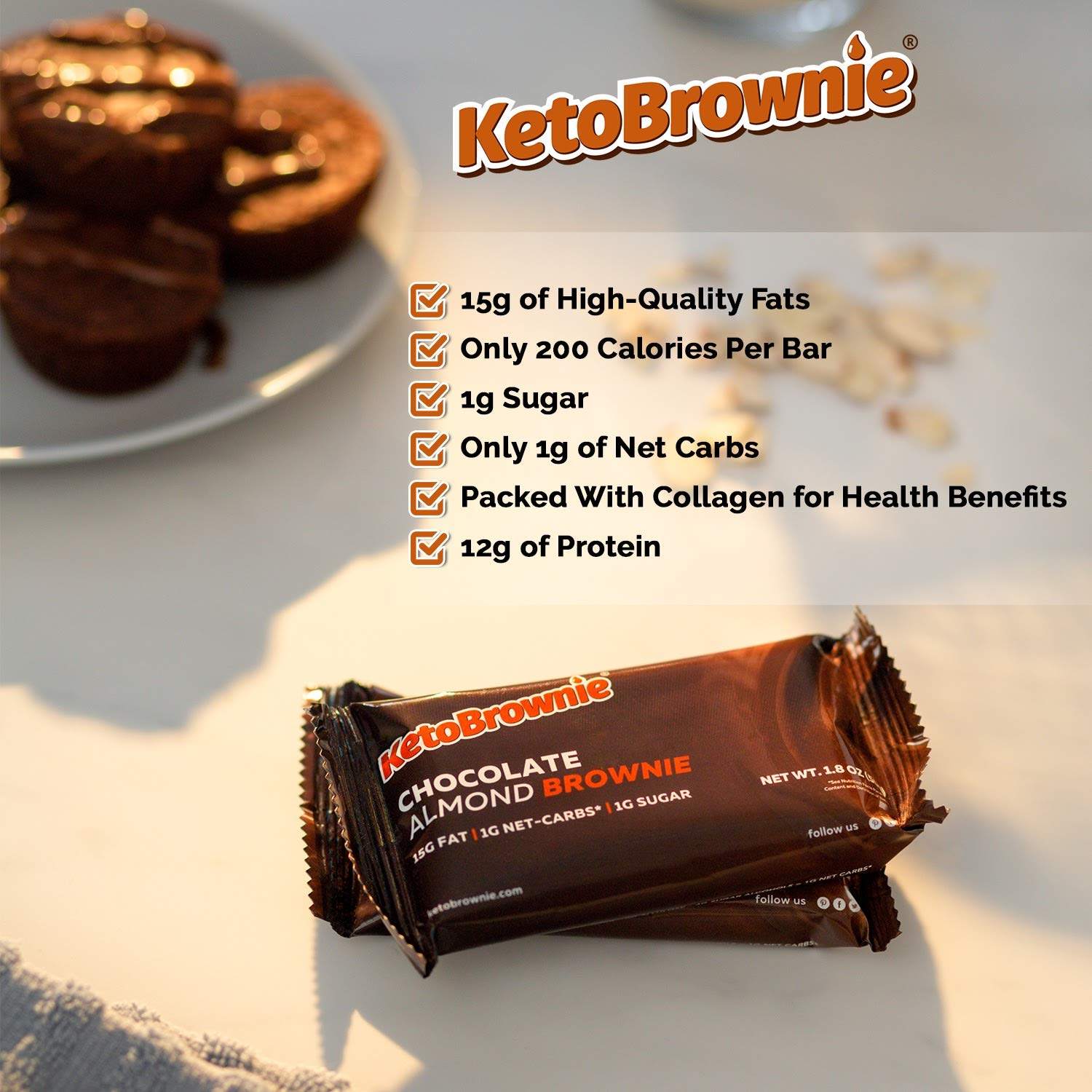 美国直邮ketobrowniebarshealthyfats生酮布朗尼代餐优质脂肪营养消化