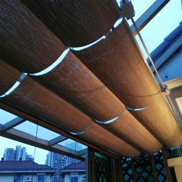 鹏辉竹帘卷帘推拉门,遮阳环保防蚊.