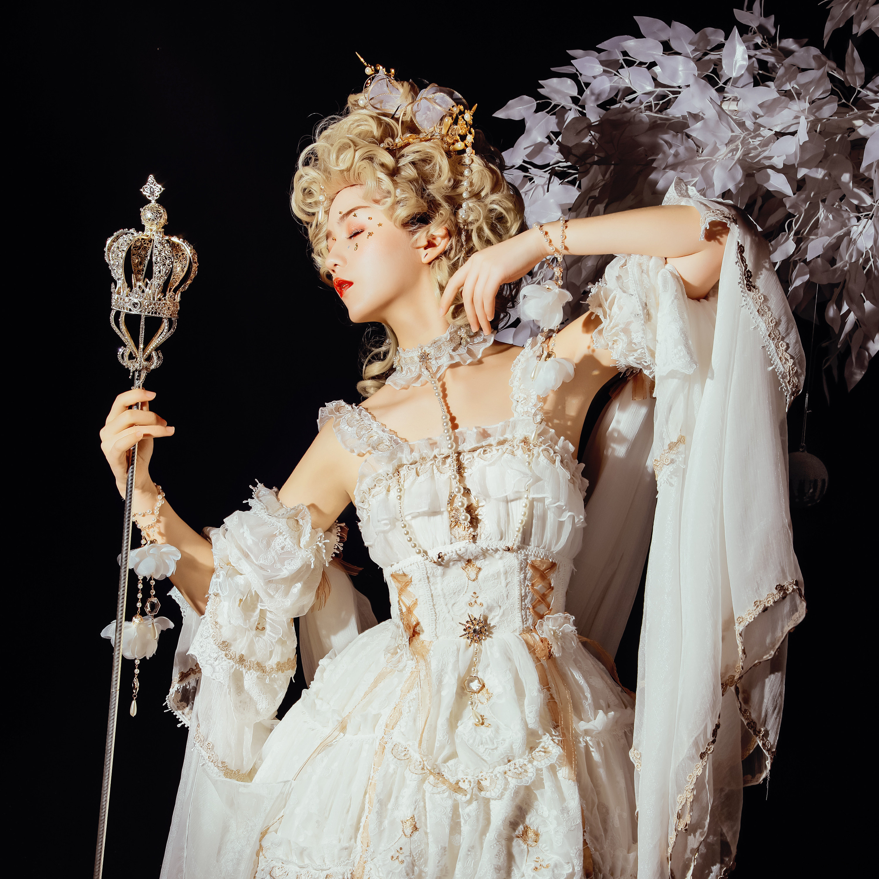 【光耀星辰】春节优惠款预约原创国牌jsk花嫁白金华丽重工洋装裙