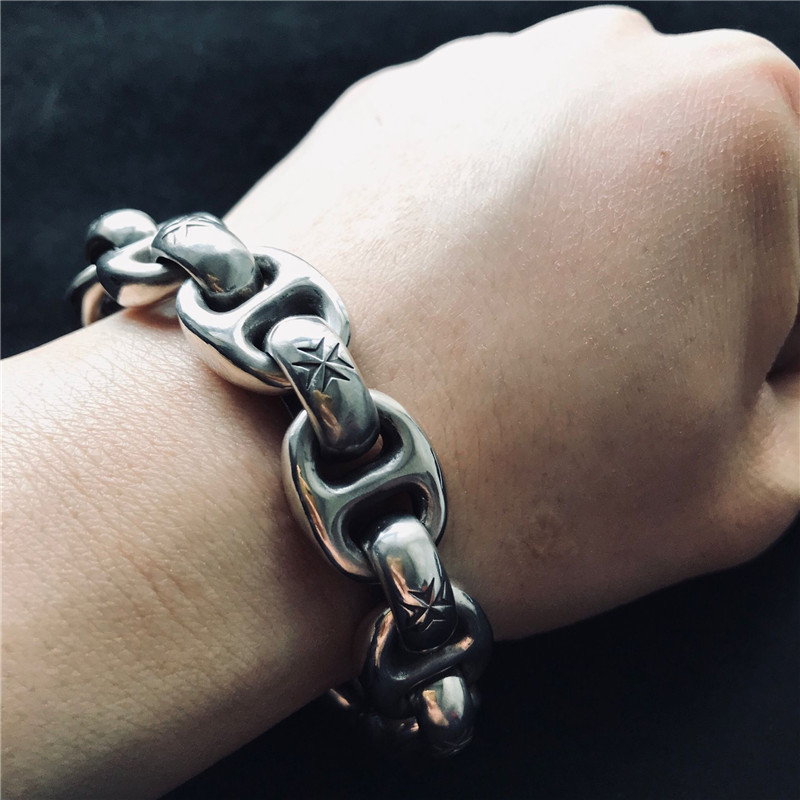 手链千银厚果欧美欧美风风格重金属十字男士中号手链