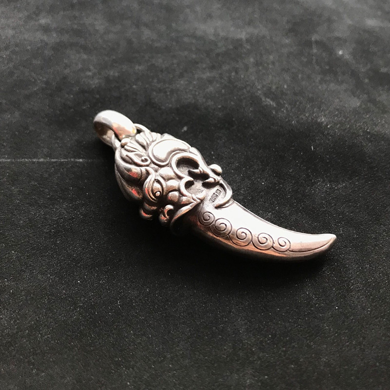 吊坠千银厚果原创麒麟灵兽中国国风狼牙复古项坠