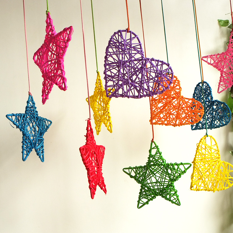 幼儿园室内环境装饰竹藤吊饰手工编织藤球墙上柳条空中吊饰