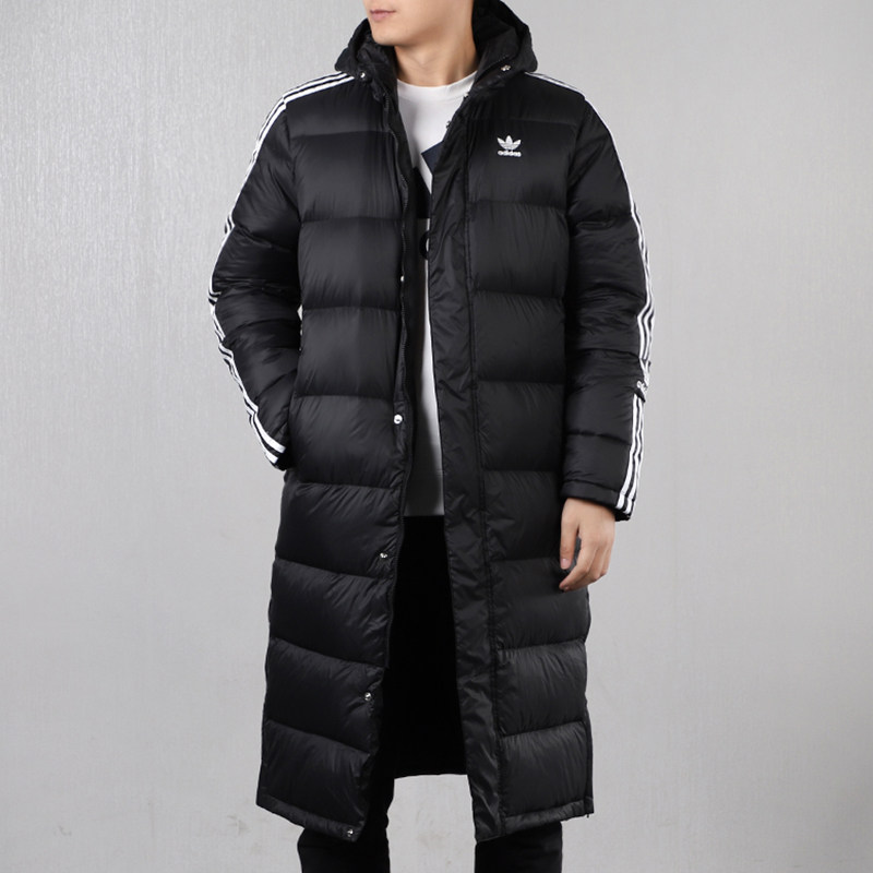 阿迪达斯三叶草男外套2019冬季新款长款连帽羽绒服fl0007fl0008