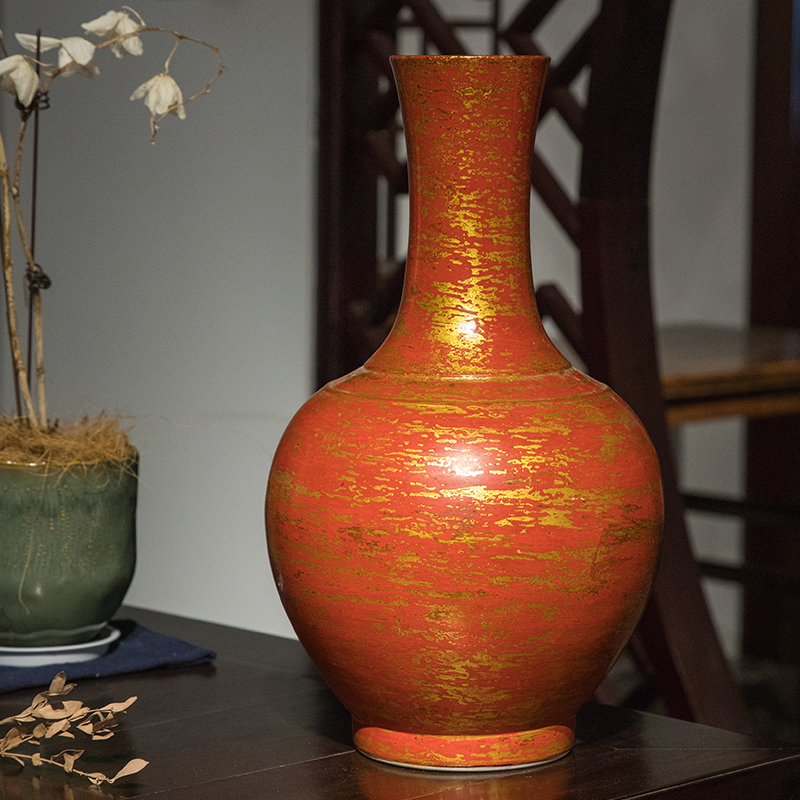 清代犀皮漆釉长颈文玩古董艺术品收藏客厅办公室装饰摆件