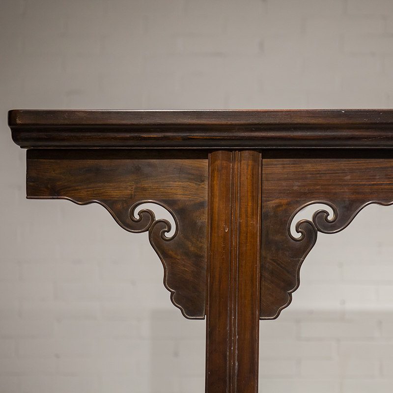 已结缘红木夹头榫如意云纹大画案明式画案中式画案实木画桌